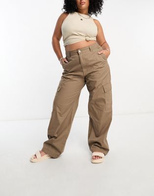 Dr Denim Plus Donna cargo trousers in walnut brown - ASOS Price Checker