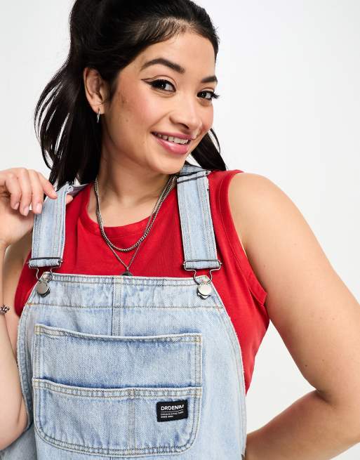 Dr Denim Plus dungaree denim mini dress in blue | ASOS