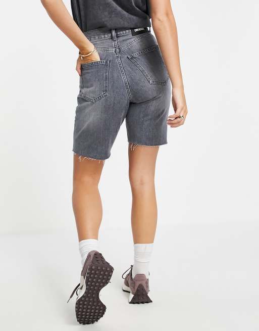 Dr Denim Plus - Echo - Pantaloncini di jeans dritti a vita molto alta grigio slavato, 2 di 4