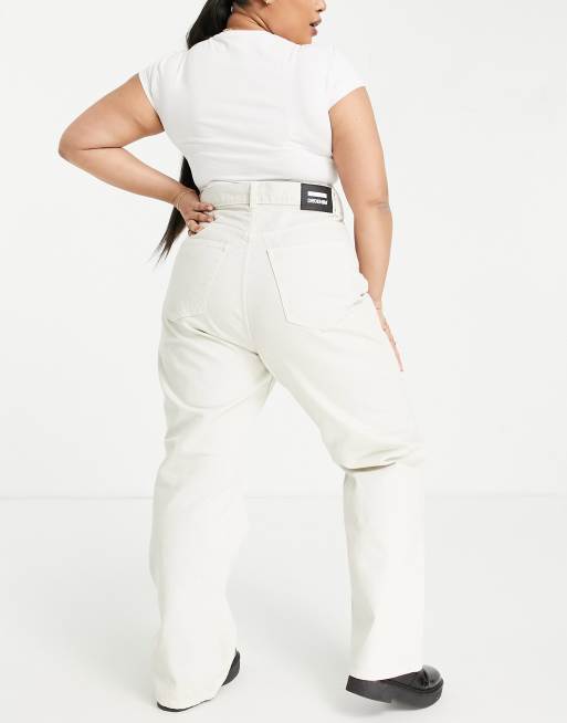 Dr Denim Plus Echo sky high wide leg jeans in ecru, 2 of 4