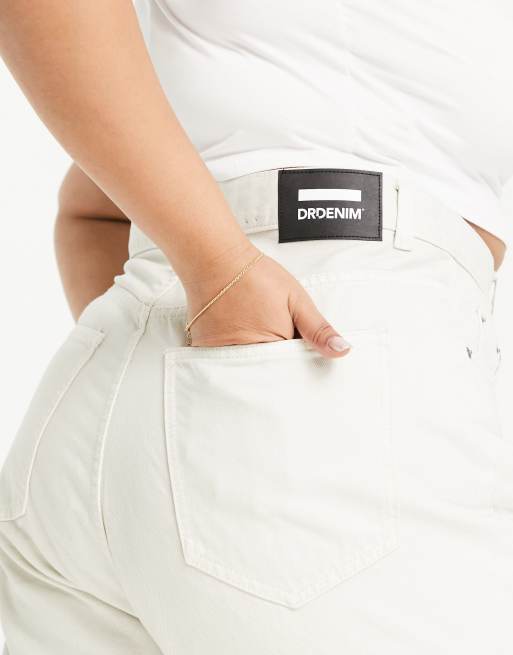 Dr Denim Plus Echo sky high wide leg jeans in ecru, 3 of 4