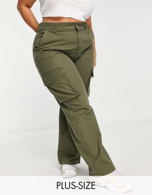 Dr Denim Echo utility wide leg cargo pants in dark green