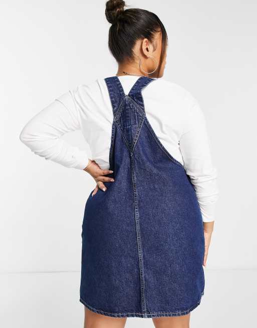 Dr Denim Plus Effie dungaree dress in blue