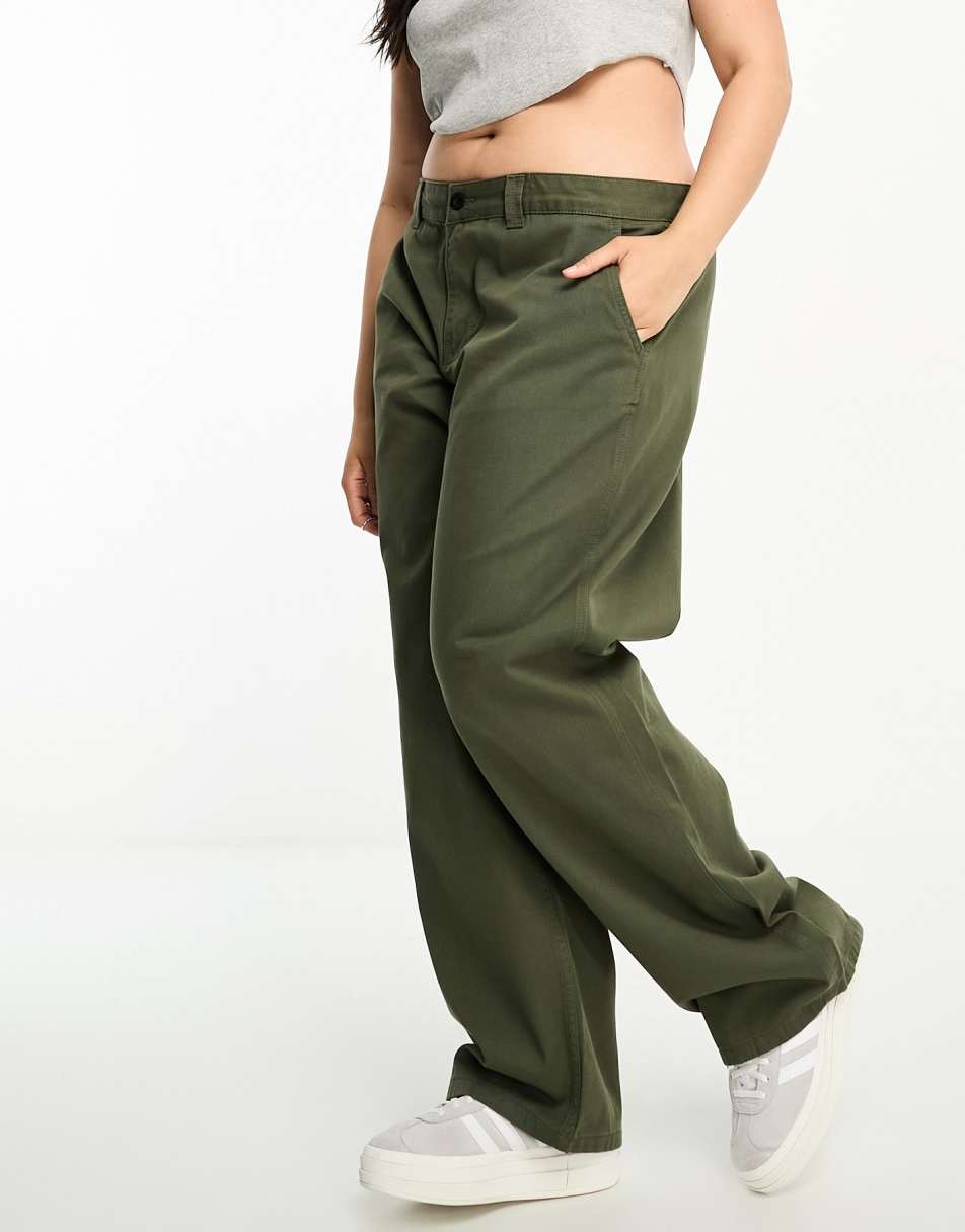 Dr Denim Plus Hill baggy fit trousers in dark khaki