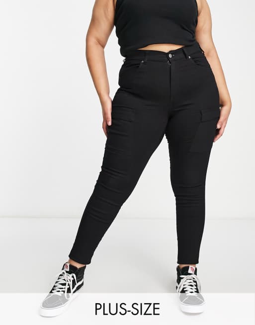 Dr Denim Plus Lexy Cargo pants in black ASOS