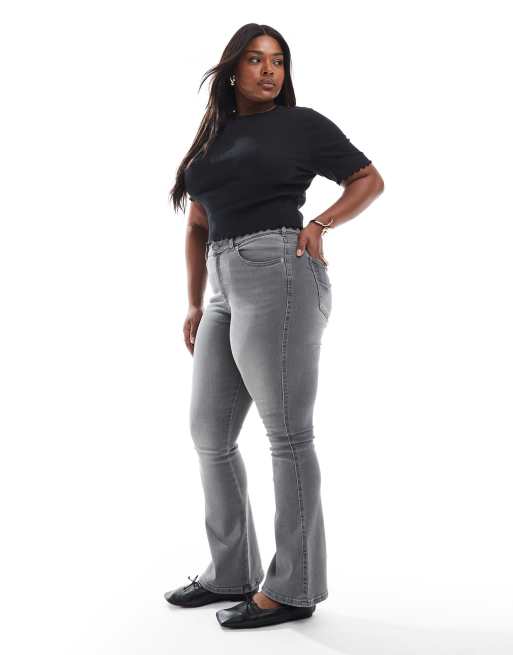 Dr Denim Plus - Lexy - Slim-fit bootcut jeans met normale taille in verwassen grijs, 3 van 5
