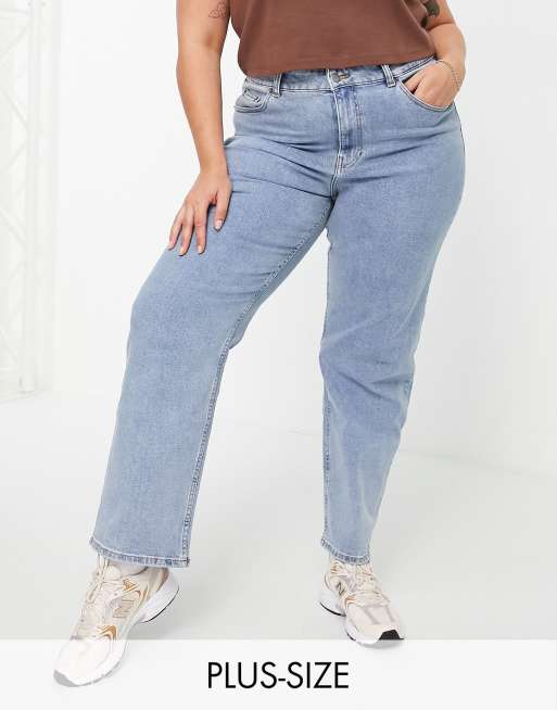 Dr Denim Plus - Li - Jeans met rechte pijpen en halfhoge taille in licht retroblauw