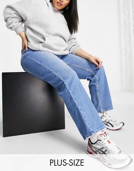 Dr Denim Plus Li mid rise straight leg jeans in mid wash