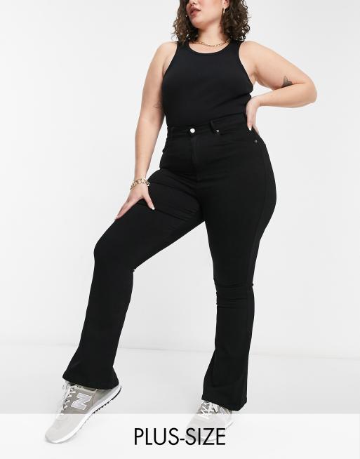 Dr Denim Plus – Moxy – Czarne jeansy z rozszerzanymi nogawkami