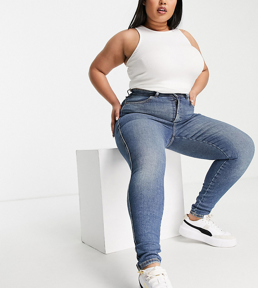 Plus-size jeans by Dr Denim It%27s all in the jeans High rise Belt loops Four pockets Branded tab to reverse Skinny fit