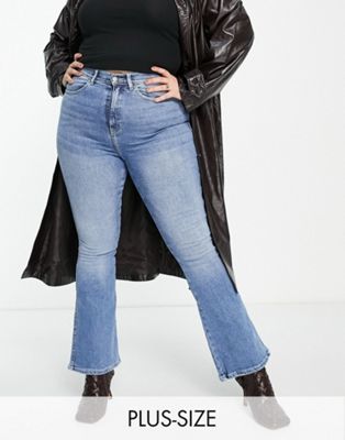Dr Denim Plus Moxy sky high super skinny flared jeans in light wash - ASOS Price Checker