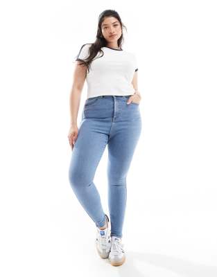 Dr. Denim Plus - Moxy - Skinny-Jeans in Cape Light Used mit hohem Stretchanteil und hohem Bund-Blau