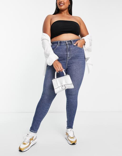 Plus Mid Washed Mom Jeans, Plus Size