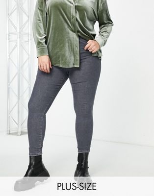 Dr Denim Plus Moxy sky high super skinny jeans in dark washed grey - ASOS Price Checker
