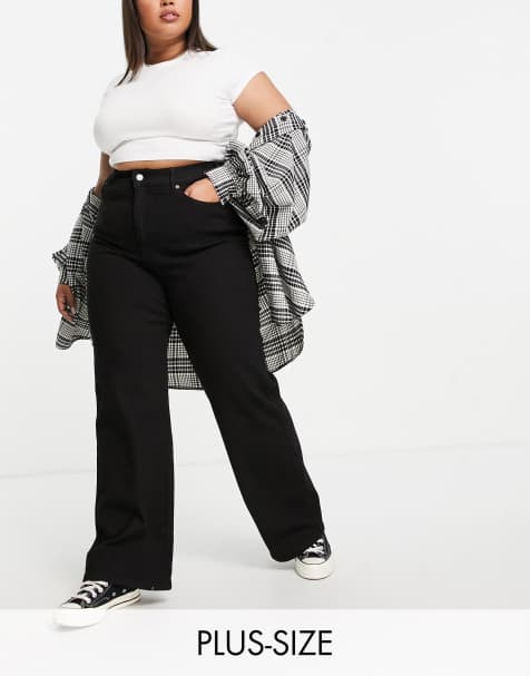 Dr Denim Plus Moxy straight leg jeans in black - view 1
