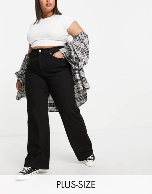 Plus Size Black Wide Leg Jeans