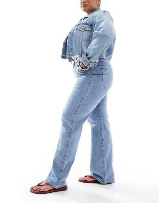 Dr Denim Plus Moxy Straight Leg Jeans In Blue