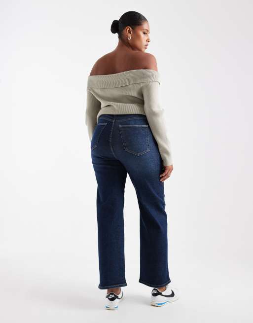 Dr Denim Plus Moxy straight leg jeans in darkwash indigo, 3 of 5