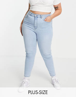 Dr Denim Plus Dr Denim Plus Nora sky high mom jeans in bleach wash-Blue