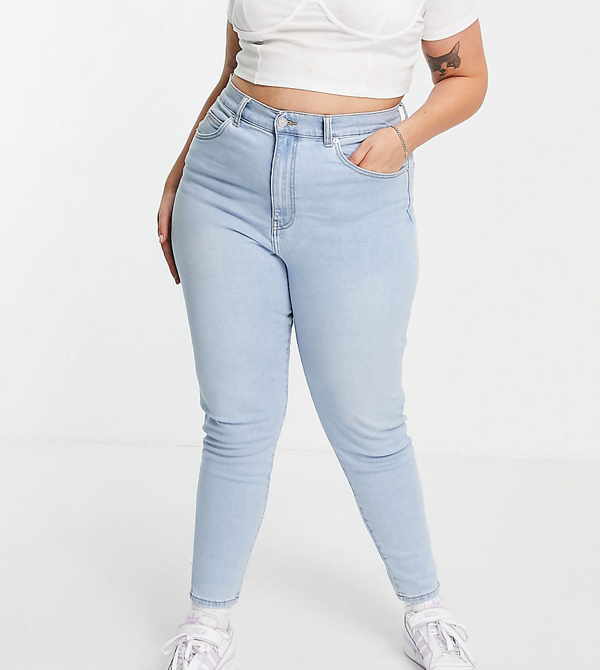 Plus-size jeans by Dr Denim It%27s all in the jeans High rise Belt loops Five pockets Slim mom fit
