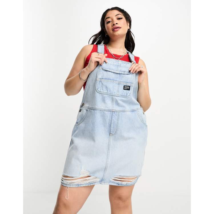 Denim Medium Blue Dungaree Dress -  Canada