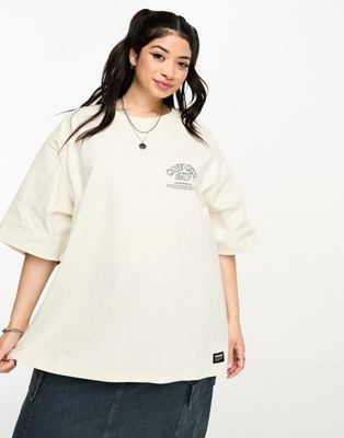 Dr Denim Plus oversized tee with back print in ecru