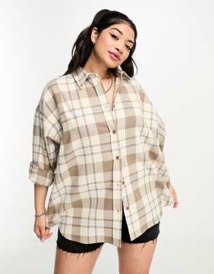 Dr Denim Plus Relaxed Shirt In Plaid-neutral