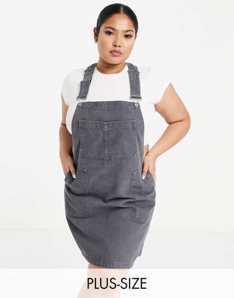 Dr Denim Plus - Robe chasuble décontractée - Anthracite - view 1