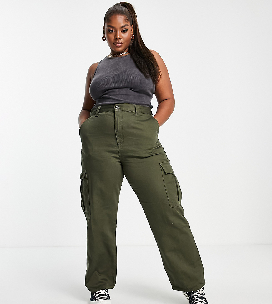 Plus-size trousers by Dr Denim Waist-down dressing High rise Belt loops Utility-style pockets Straight fit