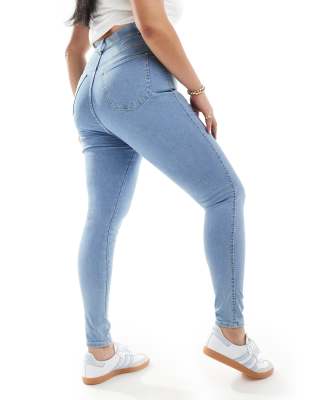 Dr Denim Plus Solitaire high waist super skinny jeans in beck pale plain wash-Blue