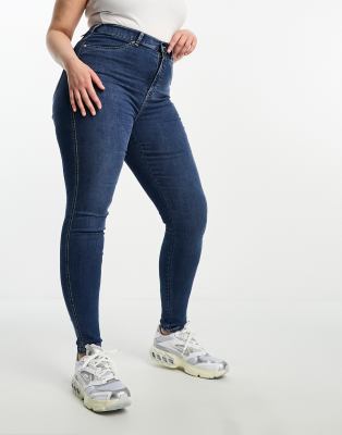 Dr Denim Plus Dr Denim Plus Solitaire skinny jeans in mid blue