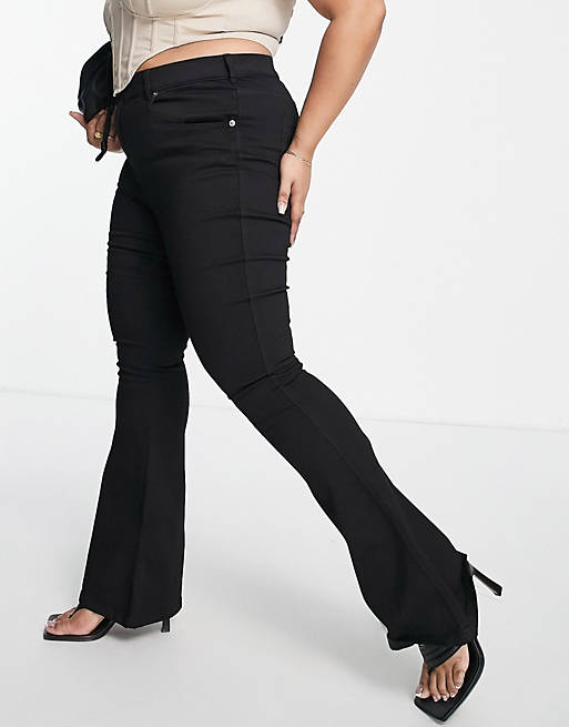 Taiko mave telex tidevand Dr Denim Plus Soniq flare jeans in black | ASOS