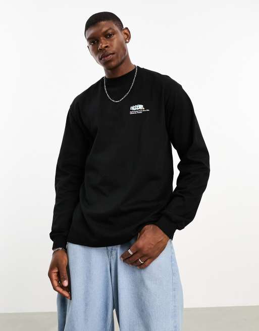 Dr Denim - Reno - Top a maniche lunghe comodo nero con stampa "Out Of Office" sul retro, 2 di 4