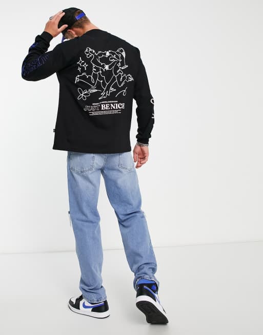 Dr Denim - Reno - Top met lange mouwen en print op de rug in zwart
