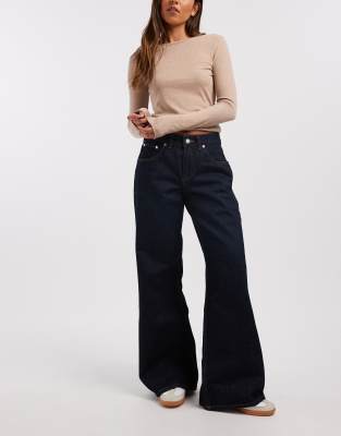 Dr Denim Dr Denim Rhue low waist wide fit jeans in darkwash indigo blue