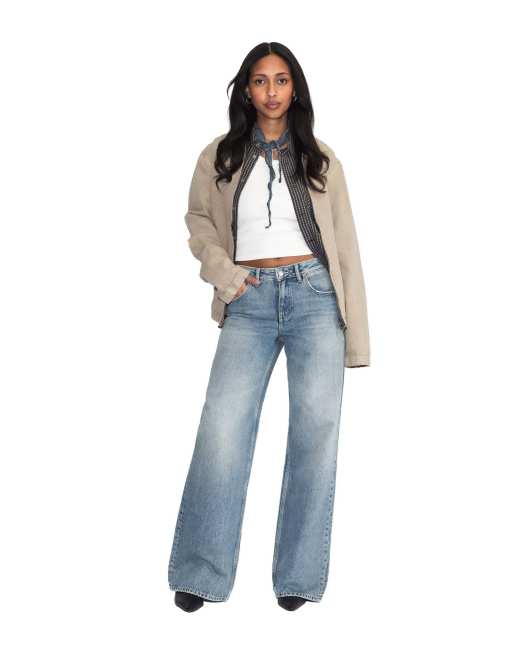 Dr Denim Rhue low wide jeans in blue, 4 of 7