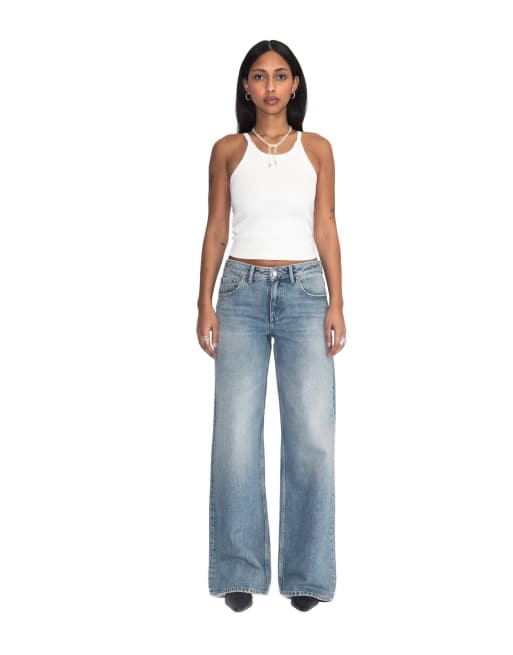 Dr Denim Rhue low wide jeans in blue, 6 of 7