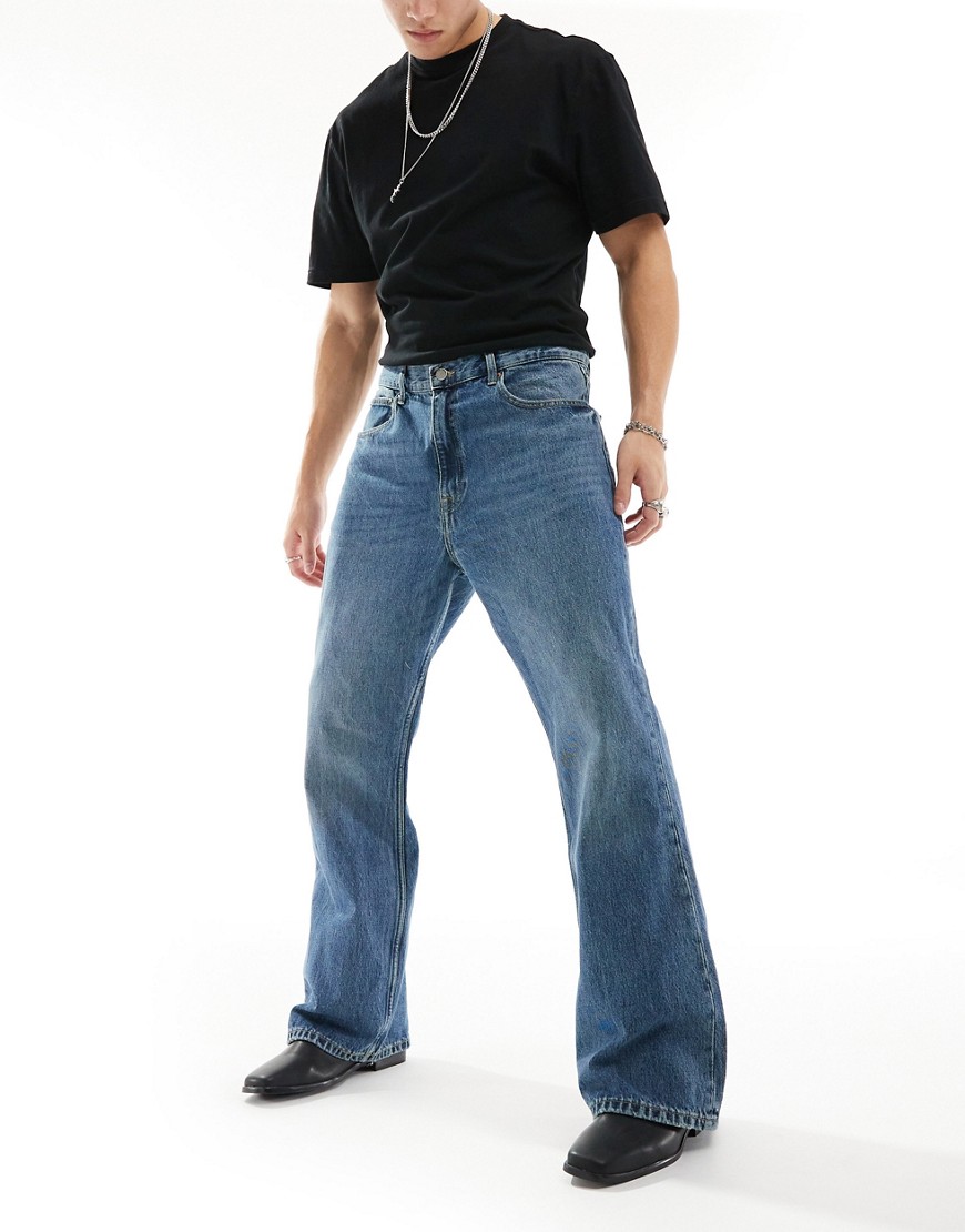 Dr Denim Rift bootcut leg jeans in canyon mid wash-Blue