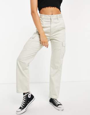 Dr Denim – Ruby – Utility-Hose mit geradem Bein in Stein