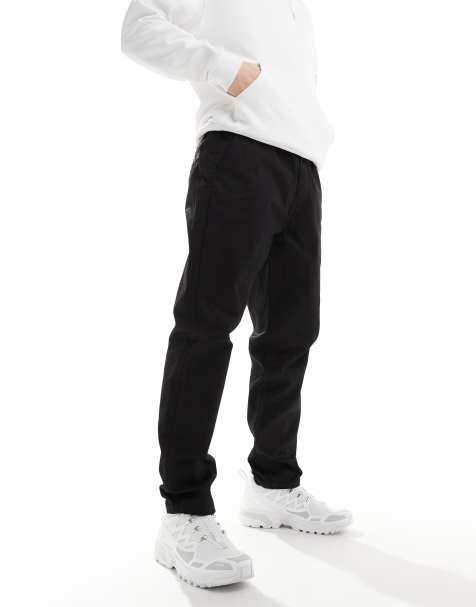 Dr Denim Rush regular fit chino pants with elastic waistband and drawstring in clean black - view 1