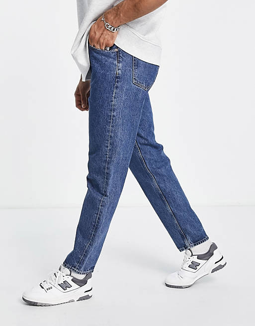 Rush tapered jeans in mid wash Asos Men Clothing Jeans Tapered Jeans 