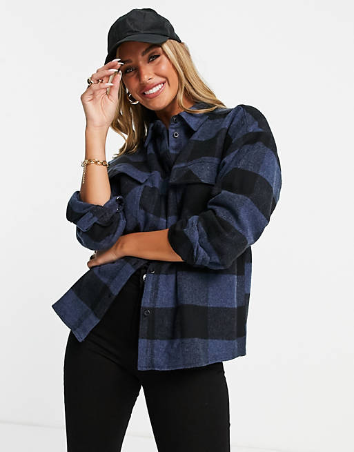  Dr Denim shirt with long sleeves in navy check 