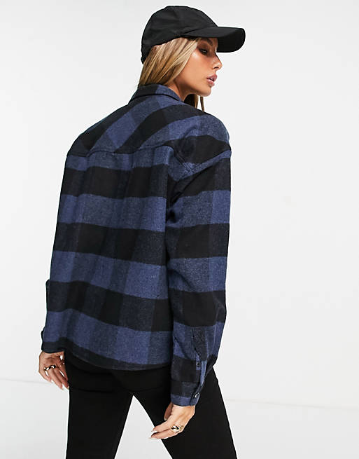  Dr Denim shirt with long sleeves in navy check 