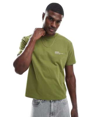 short sleeve crew neck logo graphic t-shirt in green