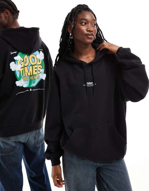 Dr. Denim - Siri - Felpa con cappuccio unisex oversize pesante nero sporco, 2 di 4