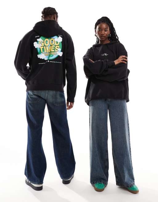 Dr. Denim - Siri - Felpa con cappuccio unisex oversize pesante nero sporco, 4 di 4