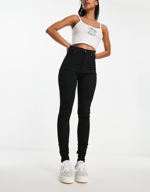 Dr Denim – Solitaire – Czarne jeansy z podwyższonym stanem o bardzo obcisłym kroju