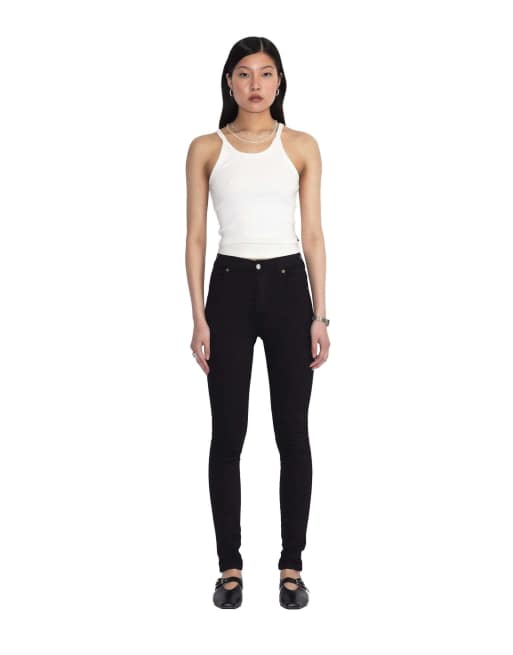 Dr Denim Solitaire high skinny jeans in black, 6 of 7