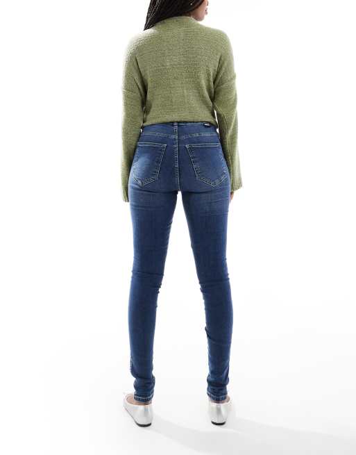 Dr Denim Solitaire high waist super skinny jeans in beck mid used blue wash ASOS