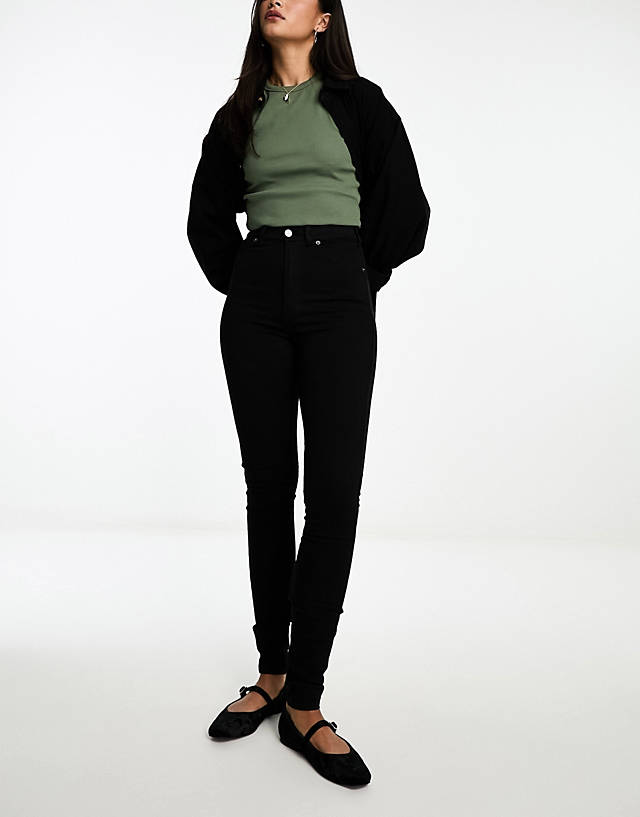 Dr Denim - solitaire high waist super skinny jeans in black